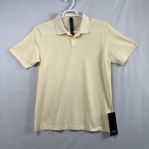 Lululemon Pique Classic Fit Polo Short Mens Medium Sleeve Butter cream Yellow